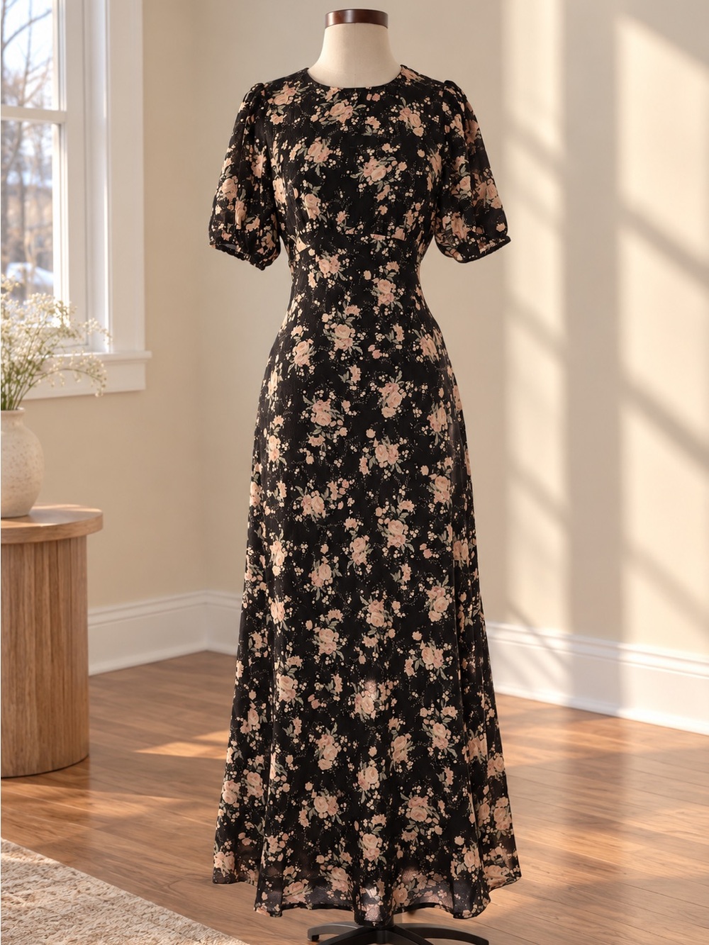 In Loom Black Floral Maxi Dress Size Small | Wedding Guest Formal Event Dress